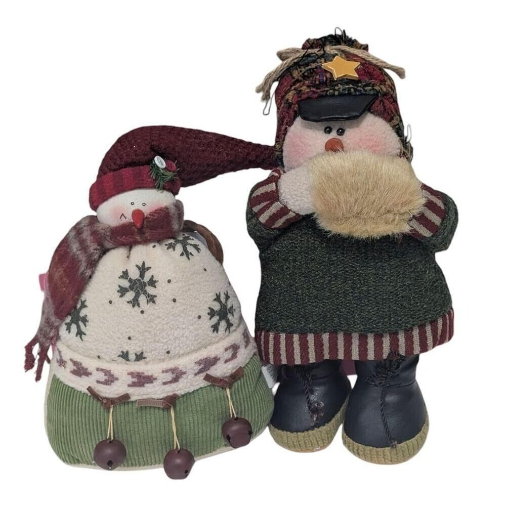 Set of 2 Christmas Snowmen Decorated Plush